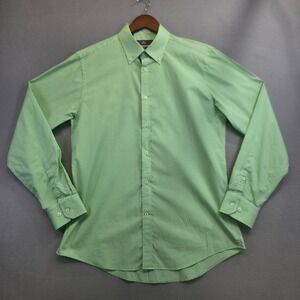 Next Men's Slim‎ Fit Long Sleeve Button Up Green Check Dress Shirt Size 16